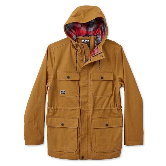 Kavu Men's Partaker Jacket Tobacco Tan Fleece Plaid Lining - Picture 1 of 15